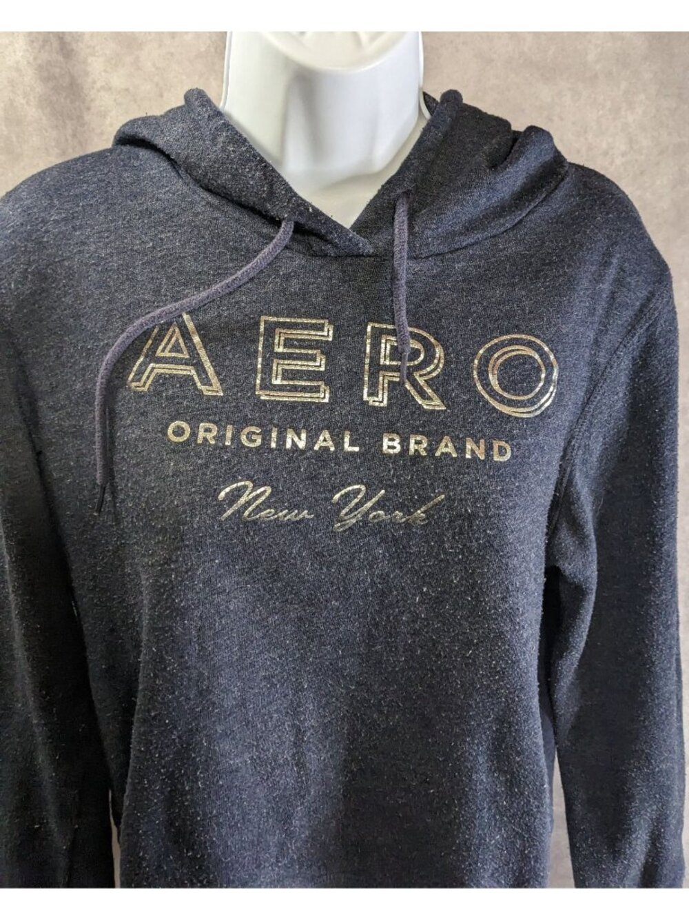 Aeropostale Women’s Hoodie Medium Navy Blue Silver Logo Pullover Lightweight